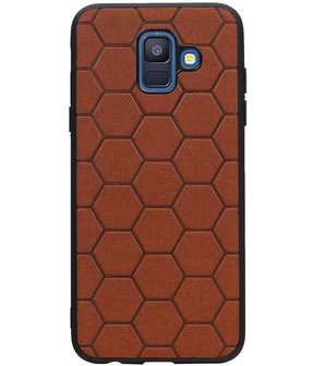 Hexagon Hard Case voor Samsung Galaxy A6 2018 Bruin