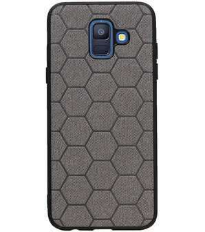 Hexagon Hard Case voor Samsung Galaxy A6 2018 Grijs