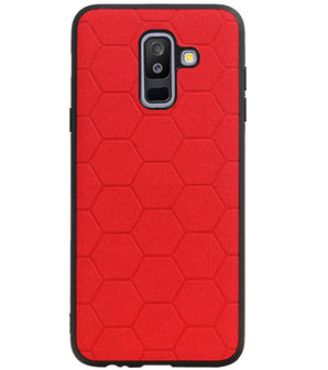 Hexagon Hard Case voor Samsung Galaxy A6 Plus 2018 Rood