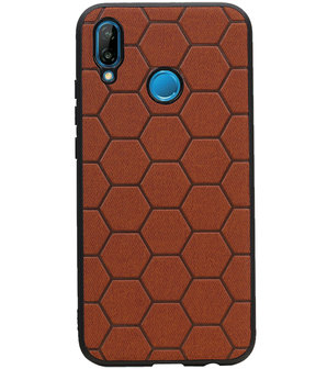 Hexagon Hard Case voor Huawei P20 Lite Bruin