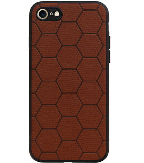 Hexagon Hard Case voor iPhone SE 2020 / 8 / iPhone 7 Bruin