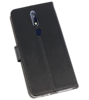 Wallet Cases Hoesje voor Nokia 7.1 Zwart