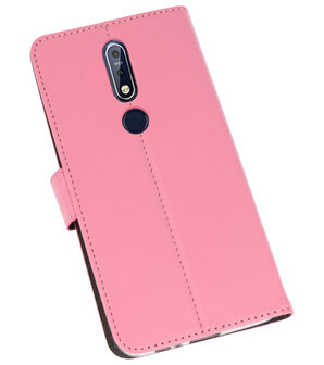 Wallet Cases Hoesje voor Nokia 7.1 Roze