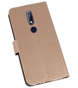 Wallet Cases Hoesje voor Nokia 3.1 Plus Goud