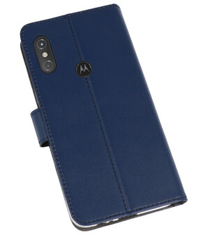 Wallet Cases Hoesje voor Moto One Power Navy