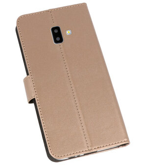 Wallet Cases Hoesje voor Galaxy J6 Plus Goud