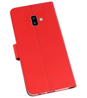 Wallet Cases Hoesje voor Galaxy J6 Plus Rood