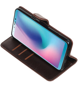 Hoesje voor Samsung Galaxy A6s Pull-Up Booktype Mocca