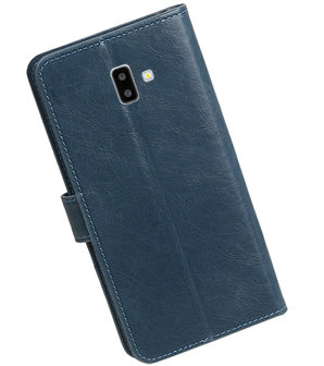 Hoesje voor Samsung Galaxy J6 Plus Pull-Up Booktype Blauw