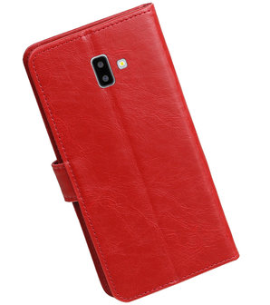 Hoesje voor Samsung Galaxy J6 Plus Pull-Up Booktype Rood