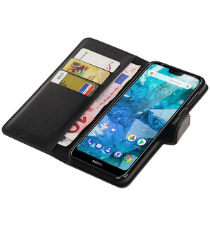 Hoesje voor Nokia 7.1 Pull-Up Booktype Zwart