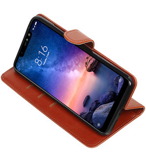 Hoesje voor XiaoMi Redmi Note 6 Pro Pull-Up Booktype Bruin