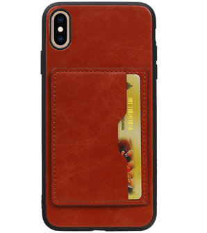 Staand Back Cover 1 Pasjes voor iPhone XS Max Bruin