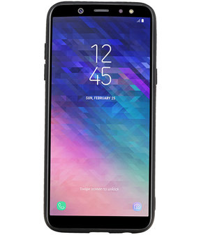 Staand Back Cover 1 Pasjes voor Galaxy A6 2018 Zwart