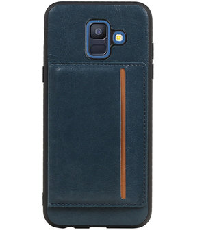 Staand Back Cover 1 Pasjes voor Galaxy A6 2018 Navy