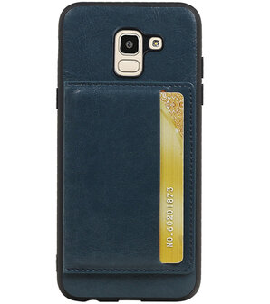 Staand Back Cover 1 Pasjes voor Galaxy J6 Navy