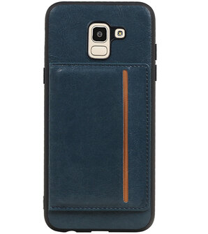 Staand Back Cover 1 Pasjes voor Galaxy J6 Navy