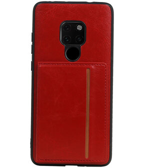 Staand Back Cover 1 Pasjes voor Huawei Mate 20 Rood