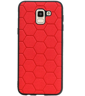 Hexagon Hard Case voor Samsung Galaxy J6 Rood