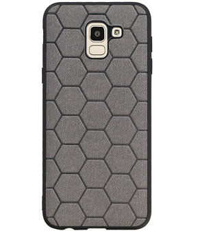 Hexagon Hard Case voor Samsung Galaxy J6 Grijs