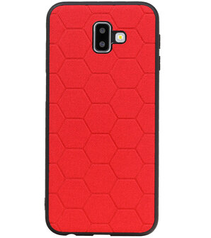 Hexagon Hard Case voor Samsung Galaxy J6 Plus Rood