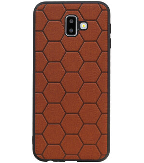 Hexagon Hard Case voor Samsung Galaxy J6 Plus Bruin