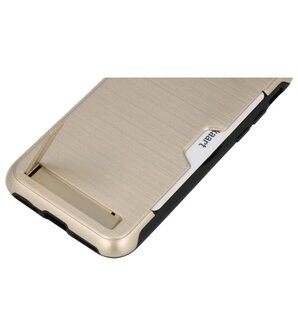 Goud Tough Armor Kaarthouder Stand Hoesje voor iPhone X / XS