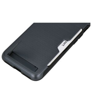 Zwart Tough Armor Kaarthouder Stand Hoesje voor iPhone X / XS