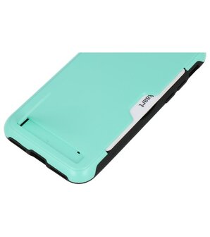 Turquoise Tough Armor Kaarthouder Stand Hoesje voor iPhone XS Max