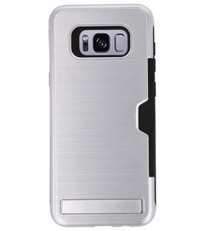 Zilver Tough Armor Kaarthouder Stand Hoesje voor Samsung Galaxy S8 Plus