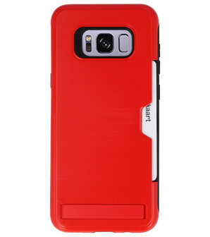 Rood Tough Armor Kaarthouder Stand Hoesje voor Samsung Galaxy S8 Plus