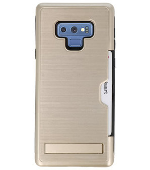 Goud Tough Armor Kaarthouder Stand Hoesje voor Samsung Note 9