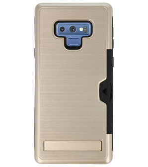 Goud Tough Armor Kaarthouder Stand Hoesje voor Samsung Note 9