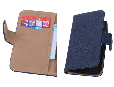 Navy Hout Booktype Hoesje voor Samsung Galaxy S3 Wallet Cover