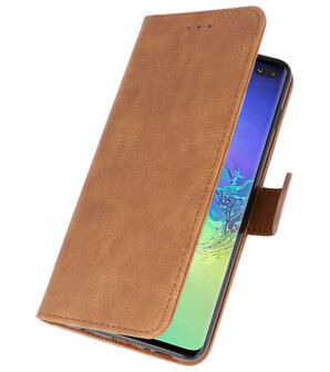 Bookstyle Wallet Cases Hoesje voor Samsung Galaxy S10 Plus Bruin