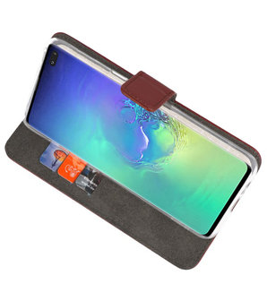 Wallet Cases Hoesje voor Samsung Galaxy S10 Plus Bruin