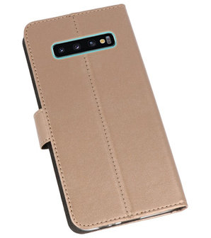 Wallet Cases Hoesje voor Samsung Galaxy S10 Plus Goud