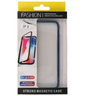 Magnetic Back Cover voor iPhone XS Blauw - Transparant
