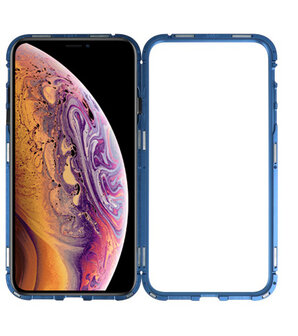 Magnetic Back Cover voor iPhone XS Max Blauw- Transparant