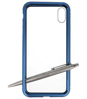 Magnetic Back Cover voor iPhone XS Max Blauw- Transparant