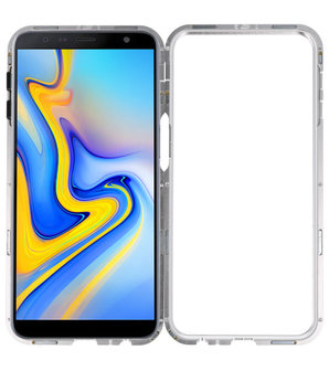 Magnetic Back Cover voor Galaxy J6 Plus Zilver - Transparan