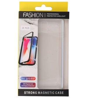 Magnetic Back Cover voor Galaxy J6 Plus Zilver - Transparan