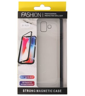 Magnetic Back Cover voor Galaxy J6 Plus Zwart - Transparant