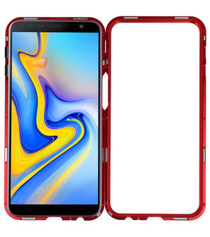 Magnetic Back Cover voor Galaxy J6 Plus Rood - Transparant