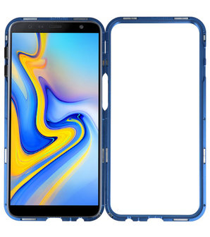 Magnetic Back Cover voor Galaxy J6 Plus Blauw - Transparant