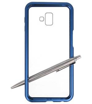 Magnetic Back Cover voor Galaxy J6 Plus Blauw - Transparant
