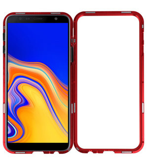 Magnetic Back Cover voor Galaxy J4 Plus Rood - Transparant