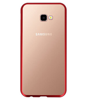 Magnetic Back Cover voor Galaxy J4 Plus Rood - Transparant