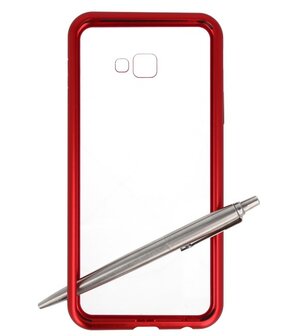 Magnetic Back Cover voor Galaxy J4 Plus Rood - Transparant