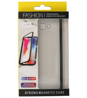 Magnetic Back Cover voor Galaxy J4 Plus Zwart - Transparant